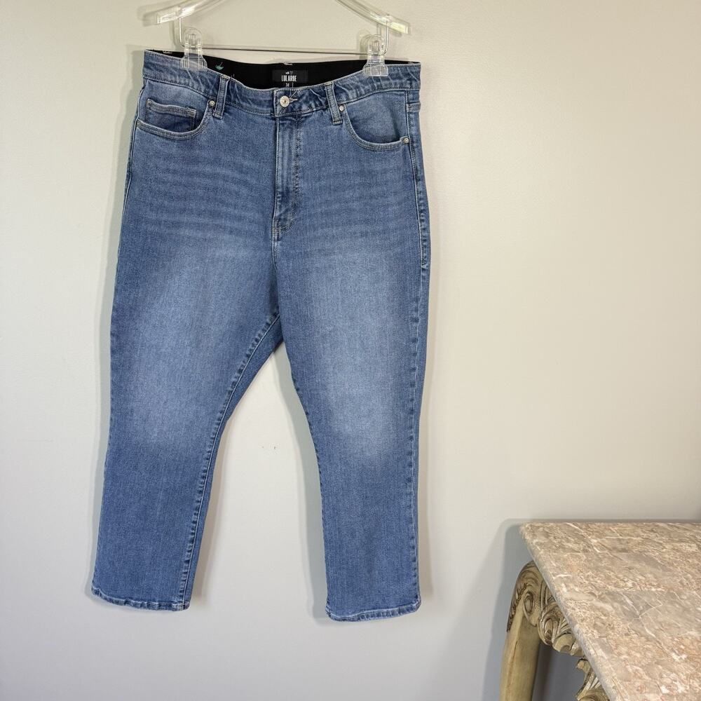 Lularoe Jeans High Rise Medium Wash Straight Leg Blue Plus Size 34 Stretch
